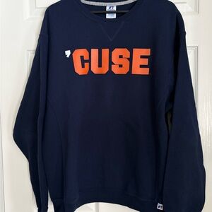 Syracuse University 'CUSE Men's Sz LG Navy Russell Crewneck Fleece
